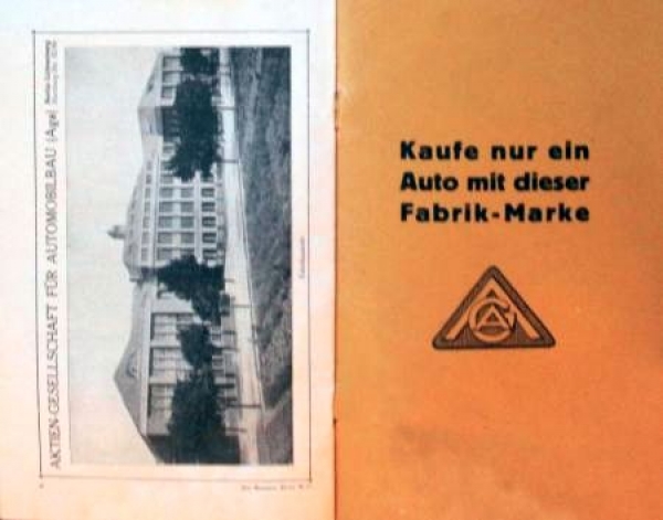 AGA Automobile "Ratschläge für Automobilkäufer" Modellprogramm 1921 (S0282)
